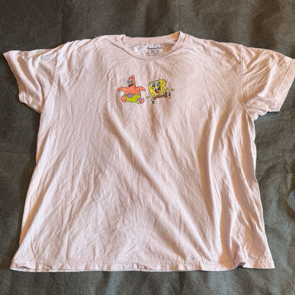 Nickelodeon Womens TShirt XL Extra Large Light Pink Spongebob Patrick Tee Shirt